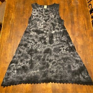 Sleeveless Black/Acid Wash Casual Dress - Size S